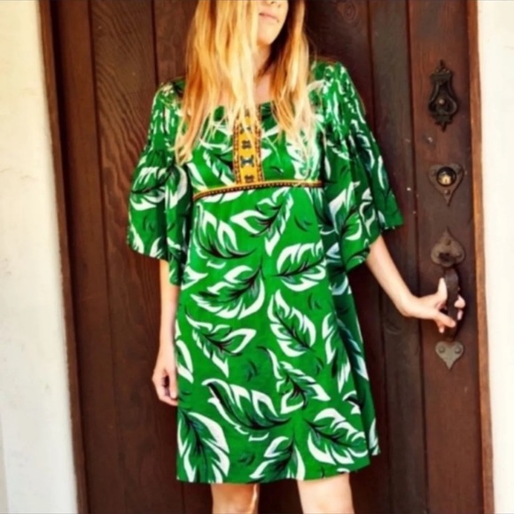 Anthro Vanessa Virginia Leaf Musa Dress Si… - Picture 1 of 9
